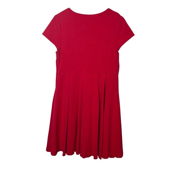 Boden Women Red Dress Size 12 Cap Sleeve Pleated Heavyweight Christmas - Picture 2 of 11